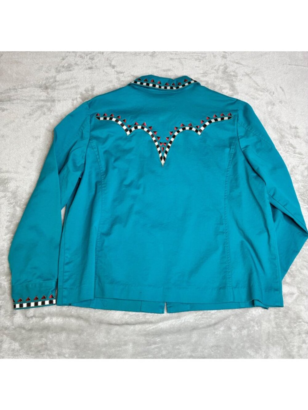 Bob Mackie Wearable Art Teal Embroidered Jacket Western Style XL - Picture 9 of 9